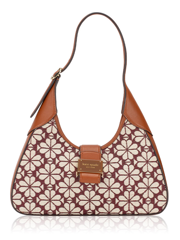 Flower Jacquard Nouveau Small Shoulder Bag Burgundy