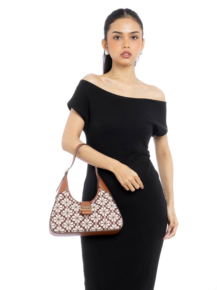 Flower Jacquard Nouveau Small Shoulder Bag Burgundy