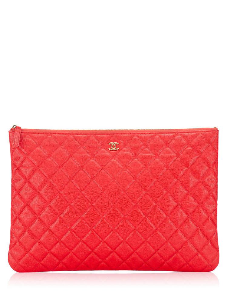 Caviar Classic O Case Large Pouch Red