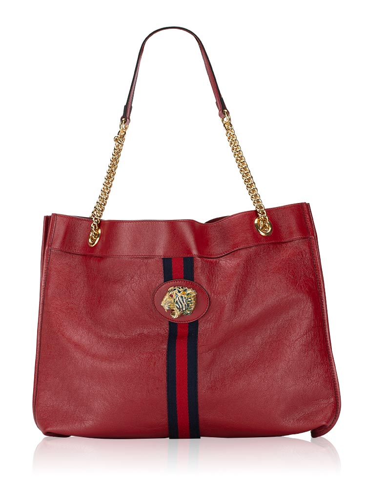 Calfskin Rajah Large Chain Tote Red
