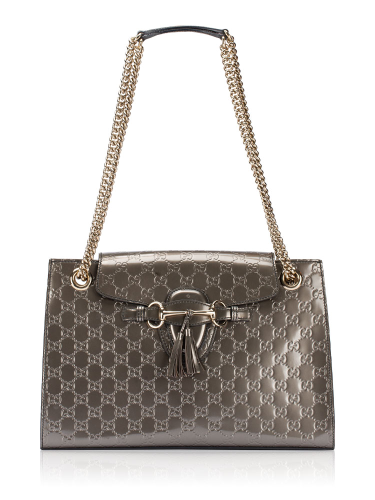 Guccissima Patent Emily Large Shoulder Bag Bronze