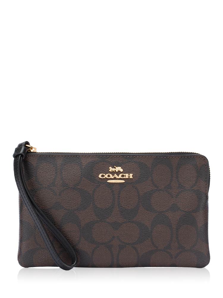 6648 Signature Large Wristlet Brown Black