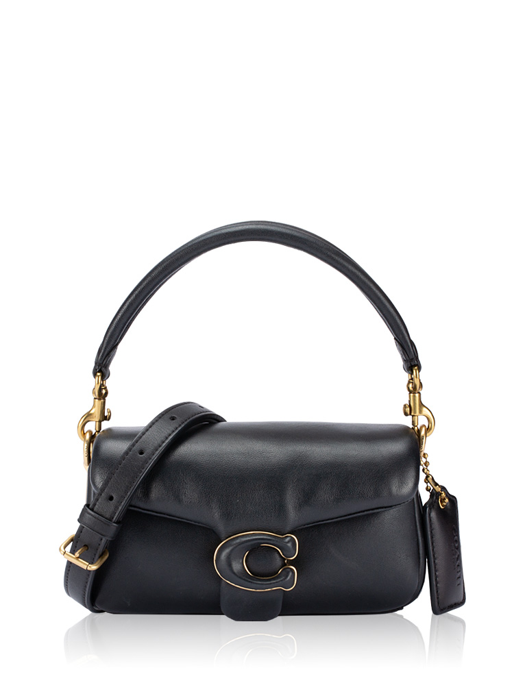 C3880 Pillow Leather Tabby 18 Shoulder Bag Black