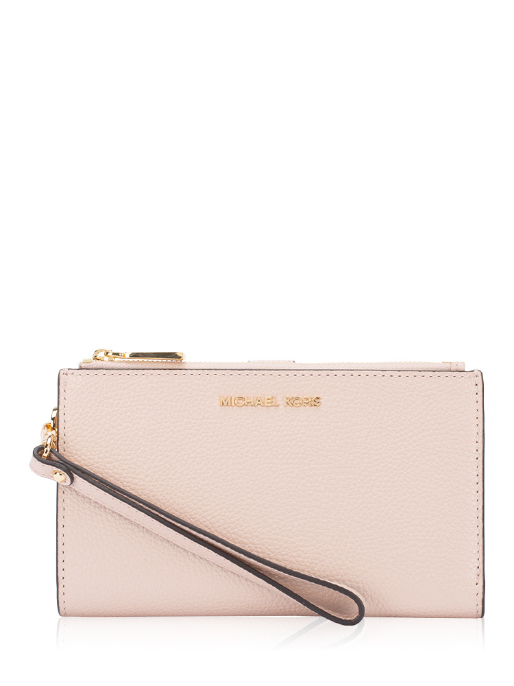 Jet Set Adele Leather Smartphone Double Zip Wristlet Soft Pink