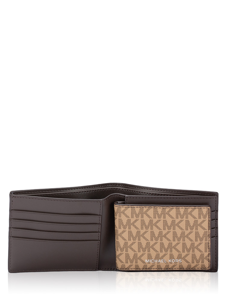 Men Signature Cooper Billfold Passcase Wallet Camel