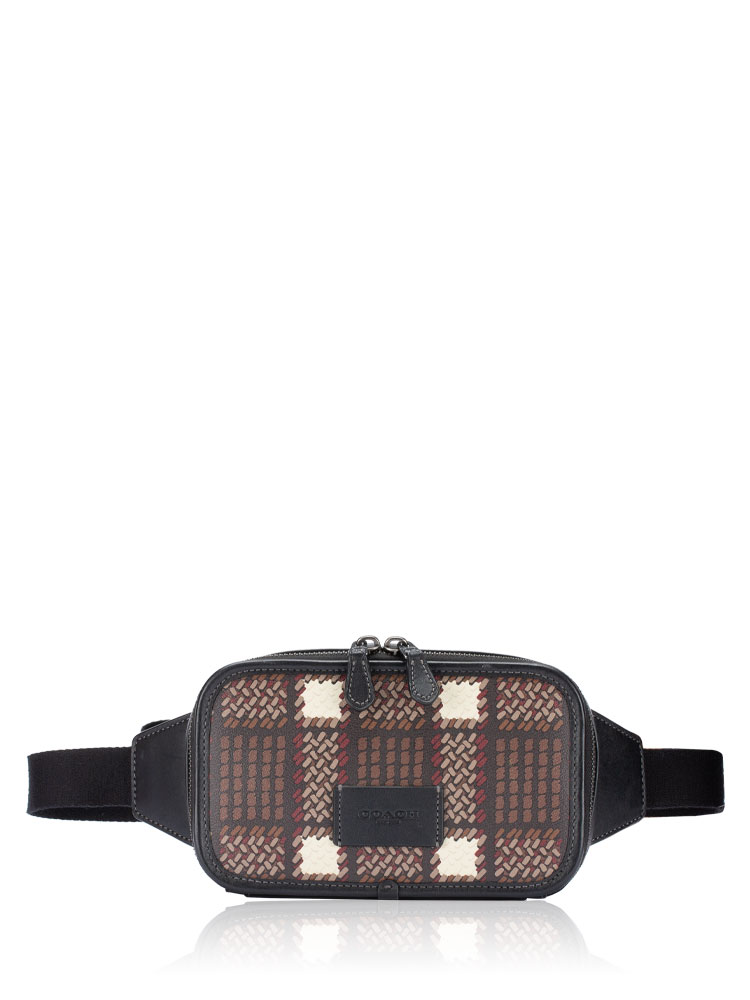 Men CN405 Wyatt Plaid Print Belt Bag Black Multi 
