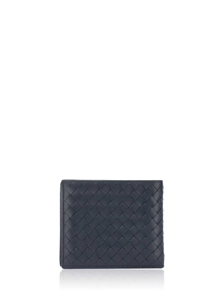 Nappa Intrecciato Bi-Fold Wallet Navy