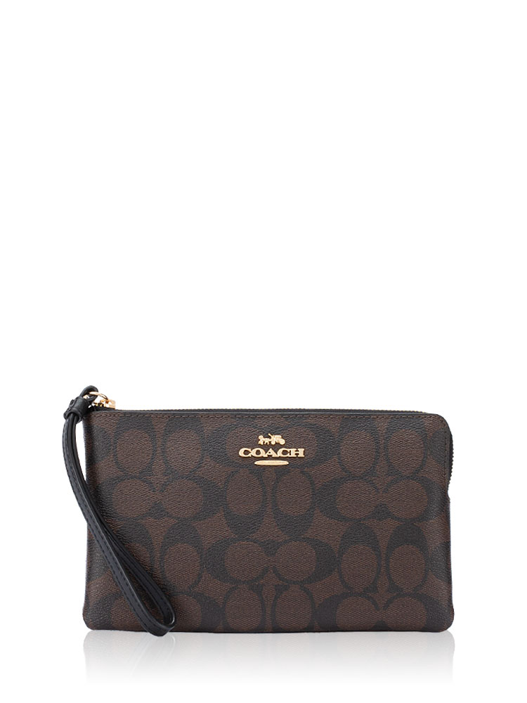 6648 Signature Large Wristlet Brown Black