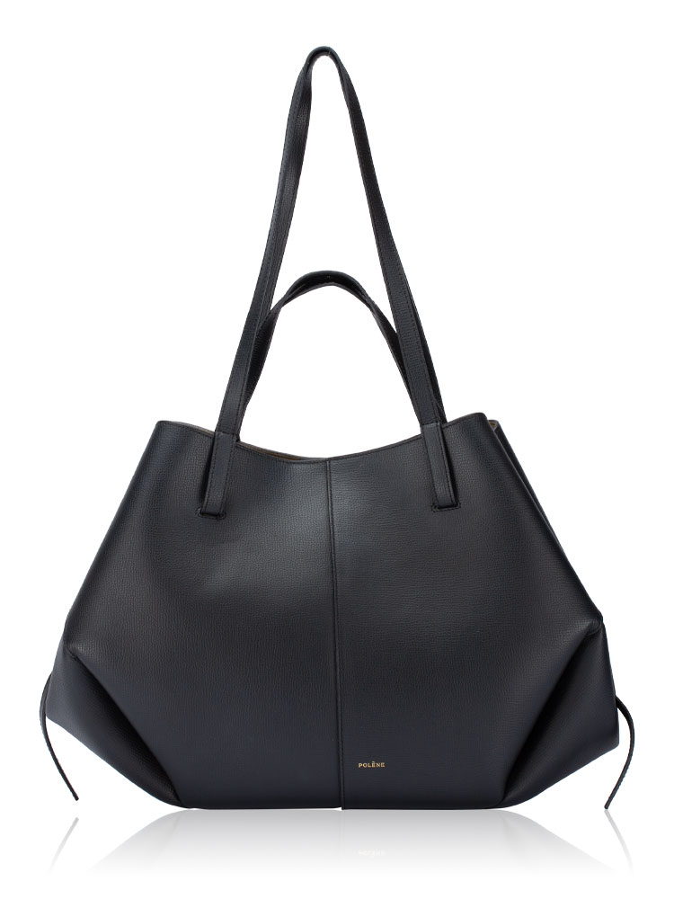 Textured Calfskin Cyme Tote Black