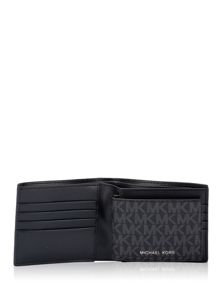 Men Signature Stripe Cooper Billfold Passcase Wallet Black Multi