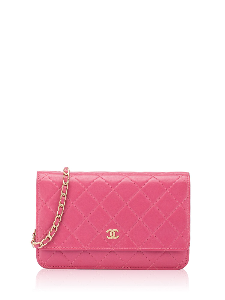 Lambskin Wallet On Chain WOC Pink