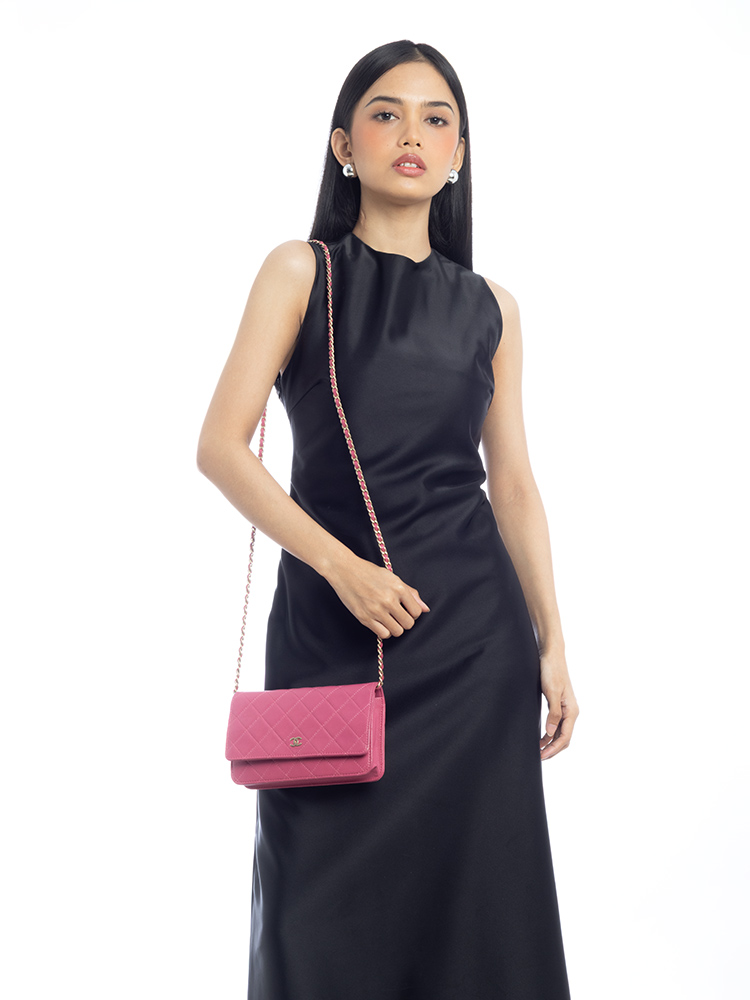 Lambskin Wallet On Chain WOC Pink