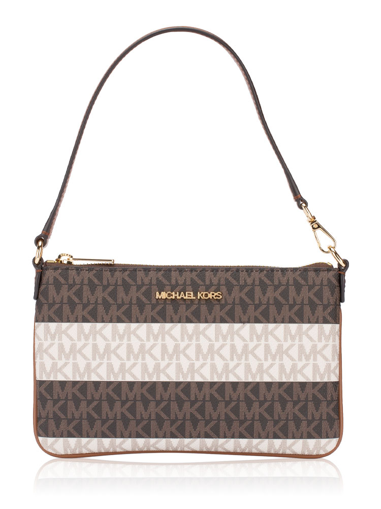 Signature Stripe Jet Set Small Wristlet Vanilla Luggage