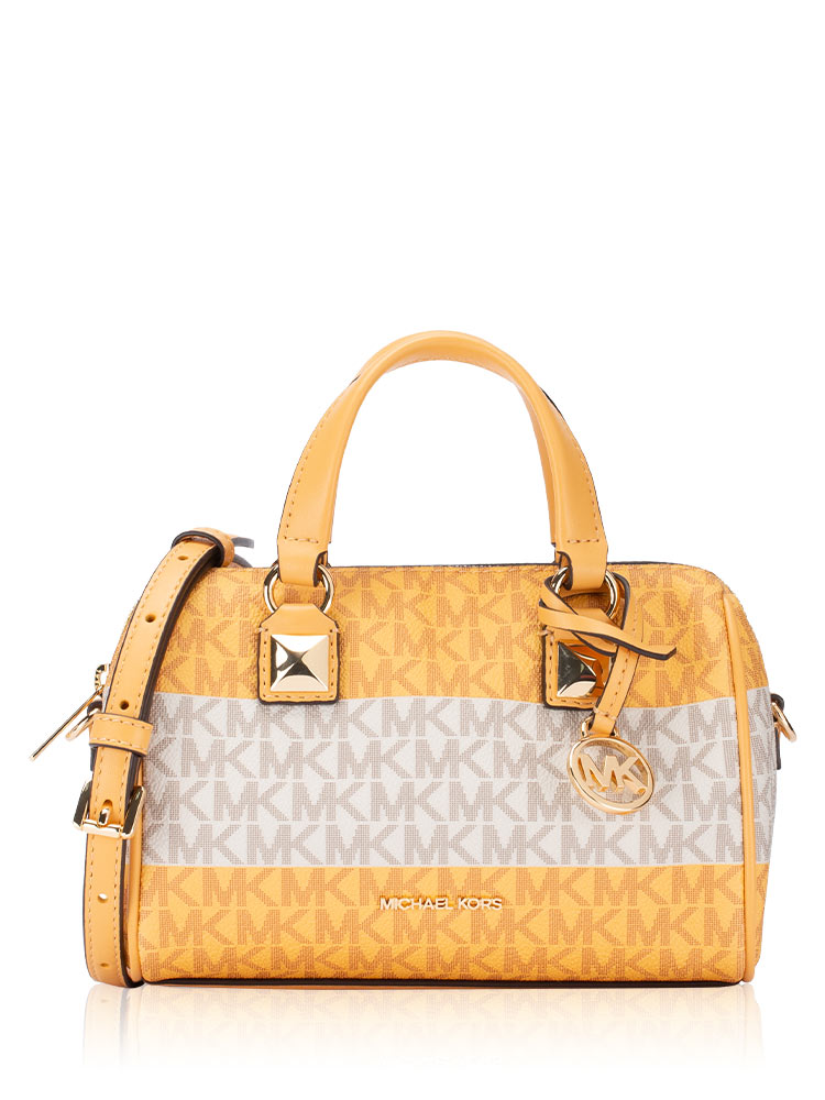 Signature Stripe Grayson Small Duffel Bag Honeywheat