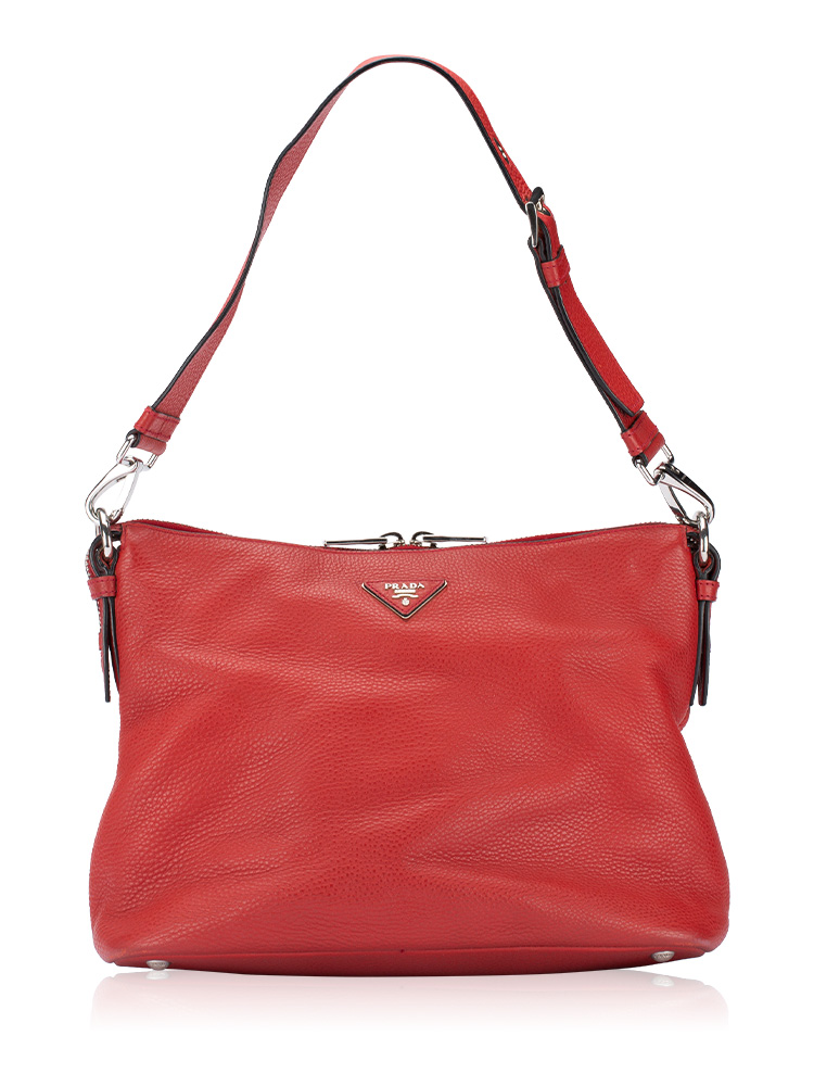BR5122 Vitello Daino Shoulder Bag Rosso