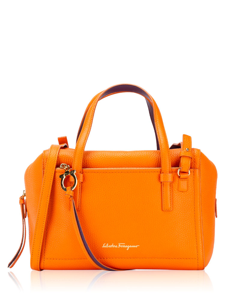 Calfskin Gancini Addy Shoulder Bag Orange Purple