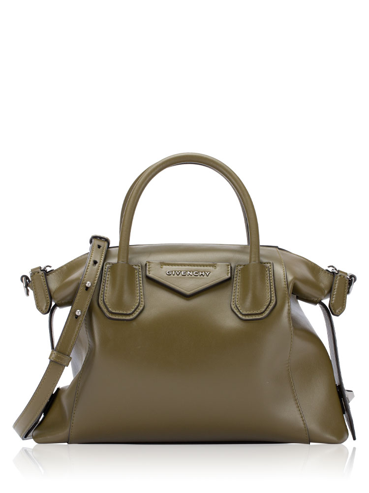 Calfskin Soft Antigona Small Shoulder Bag Dark Khaki