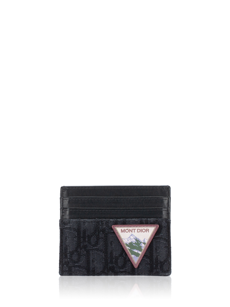 Oblique Jacquard Mountain Patches Card Holder Black Blue