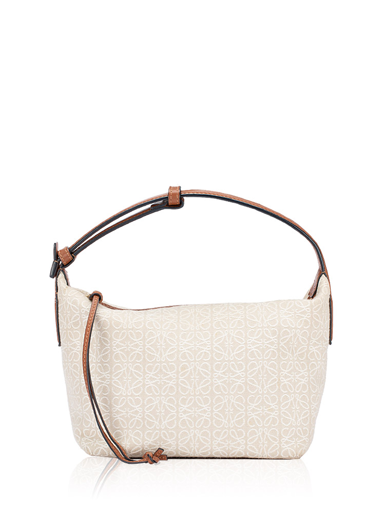 Jacquard Anagram Cubi Small Shoulder Bag Ecru Tan