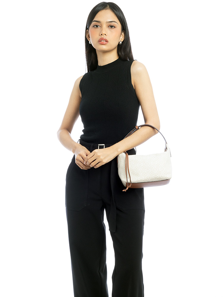 Jacquard Anagram Cubi Small Shoulder Bag Ecru Tan