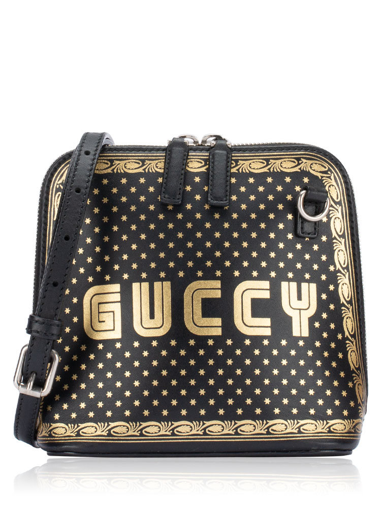 x SEGA GUCCY Stars Mini Dome Shoulder Bag Black Gold