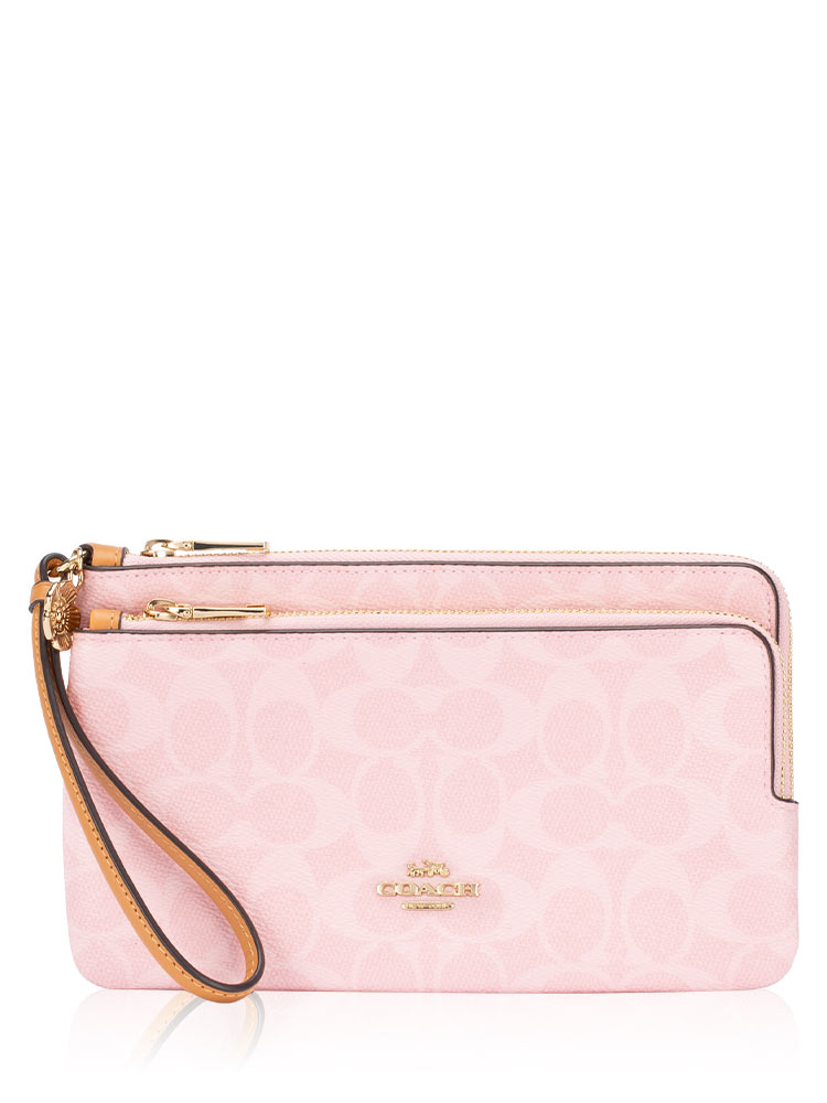 CEF61 Signature Double Zip Wallet With Charms Powder Pink