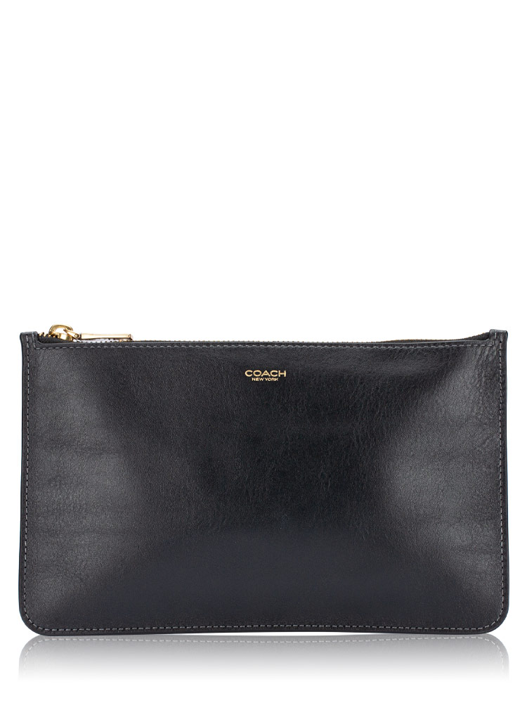 CZ756 Leather Zip Pouch Black