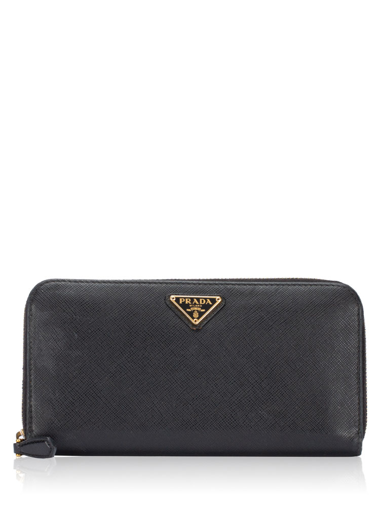 1M0506 Saffiano Metal Zip Wallet Nero