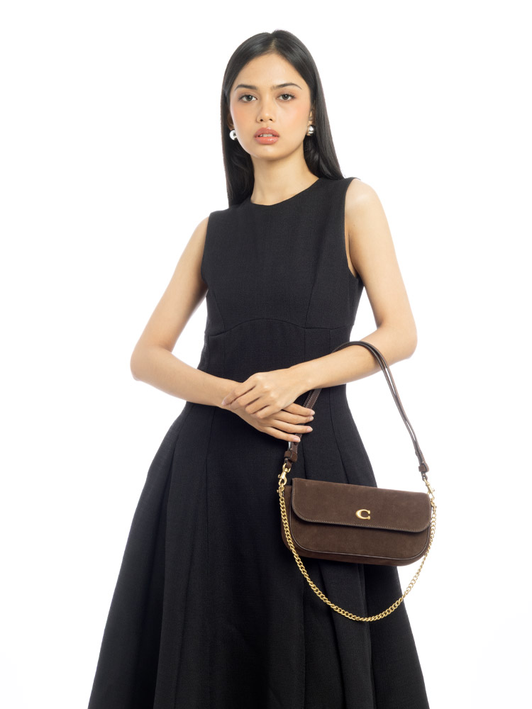 CCD07 Brook Flap Chain Bag Dark Chocolate