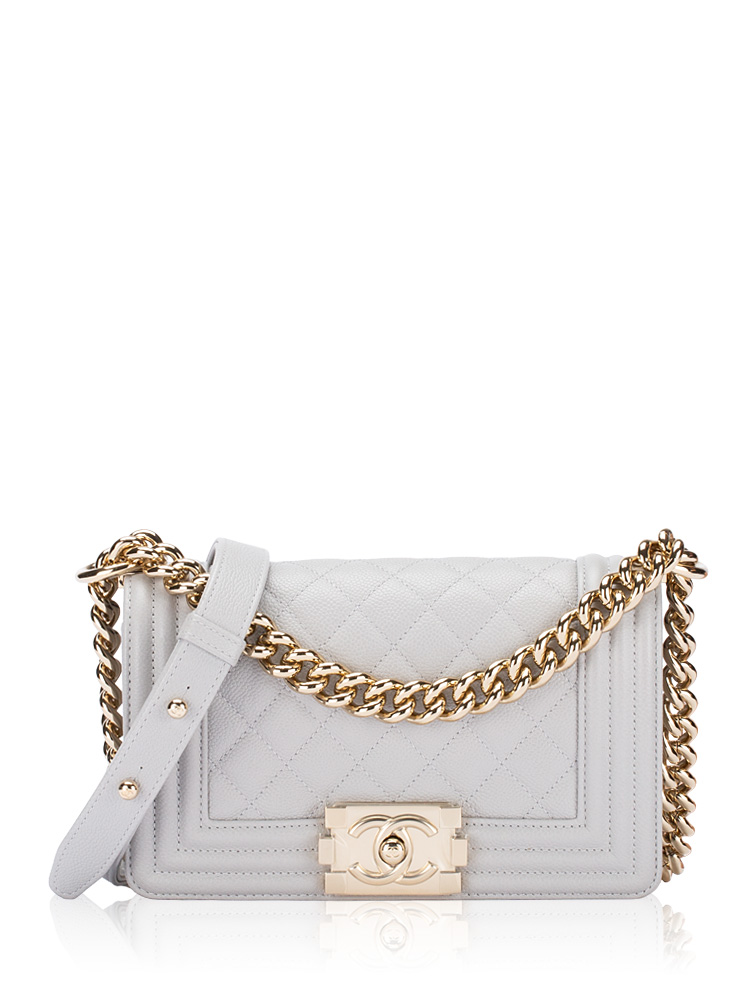 Caviar Boy Small Flap Bag Grey
