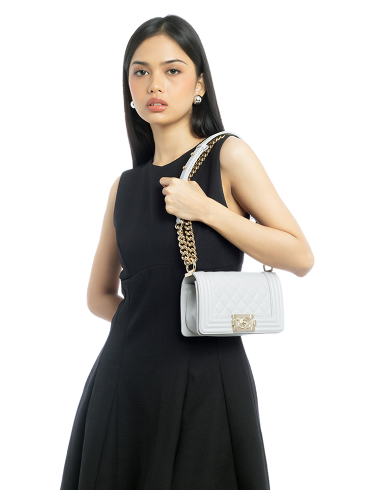 Caviar Boy Small Flap Bag Grey