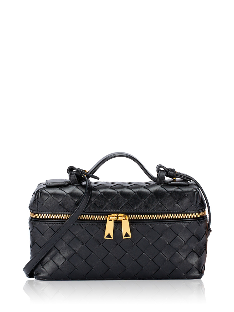 Calfskin Intrecciato Bang Bang Vanity Case Black