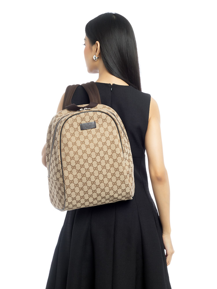 GG Canvas Travel Backpack Beige Ebony