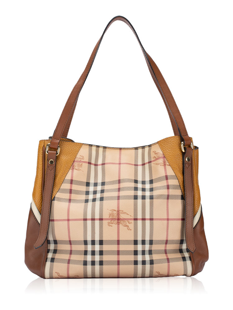Haymarket Calfskin Check Canterbury Small Tote Brown