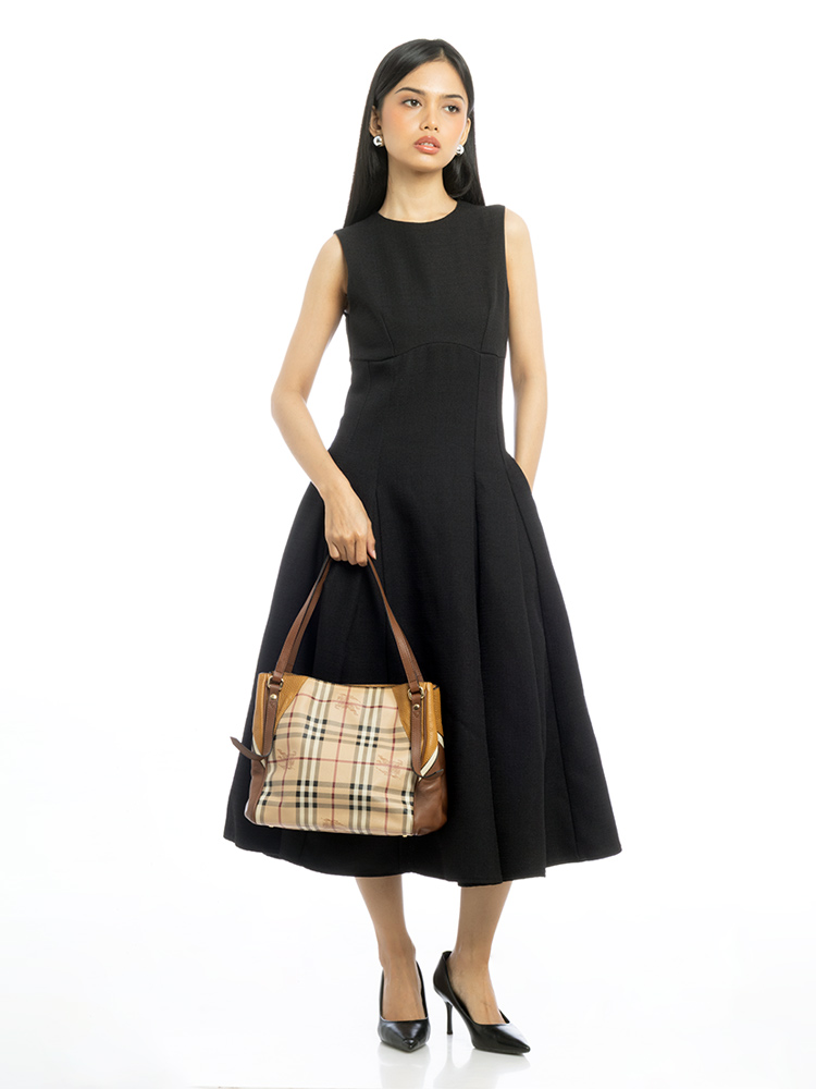 Haymarket Calfskin Check Canterbury Small Tote Brown