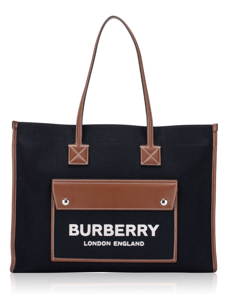 Canvas Two Tone Freya Medium Tote Black Tan