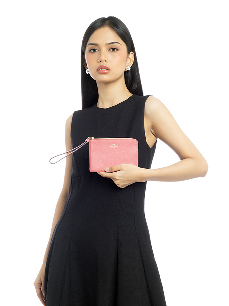 15154 Crossgrain Glitter Zip Wallet Peony