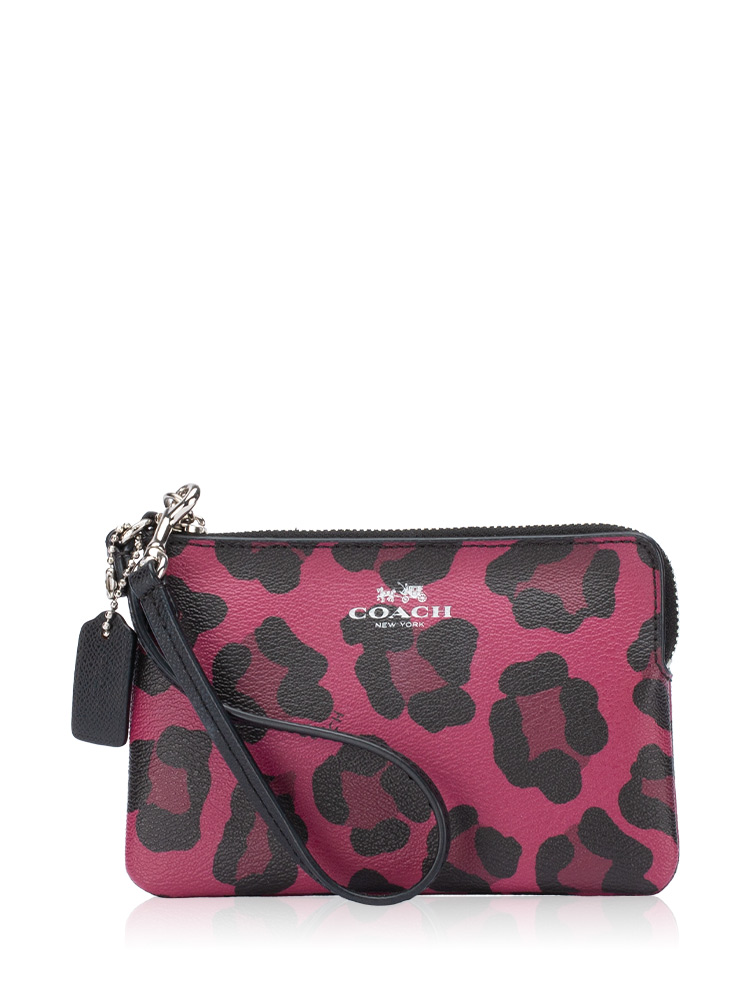 F64238 Ocelot Print Wristlet Cranberry