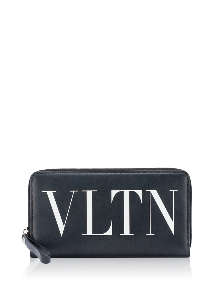 Calfskin VLTN Zip Wallet Black