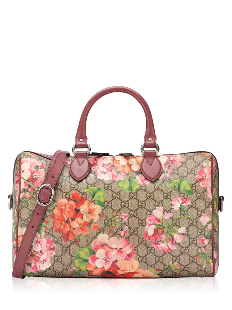 GG Supreme Blooms Medium Boston Bag with Strap Dry Rose
