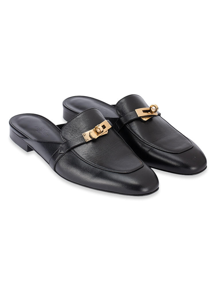 Chevre Goatskin Oz Mules Black Sz 40