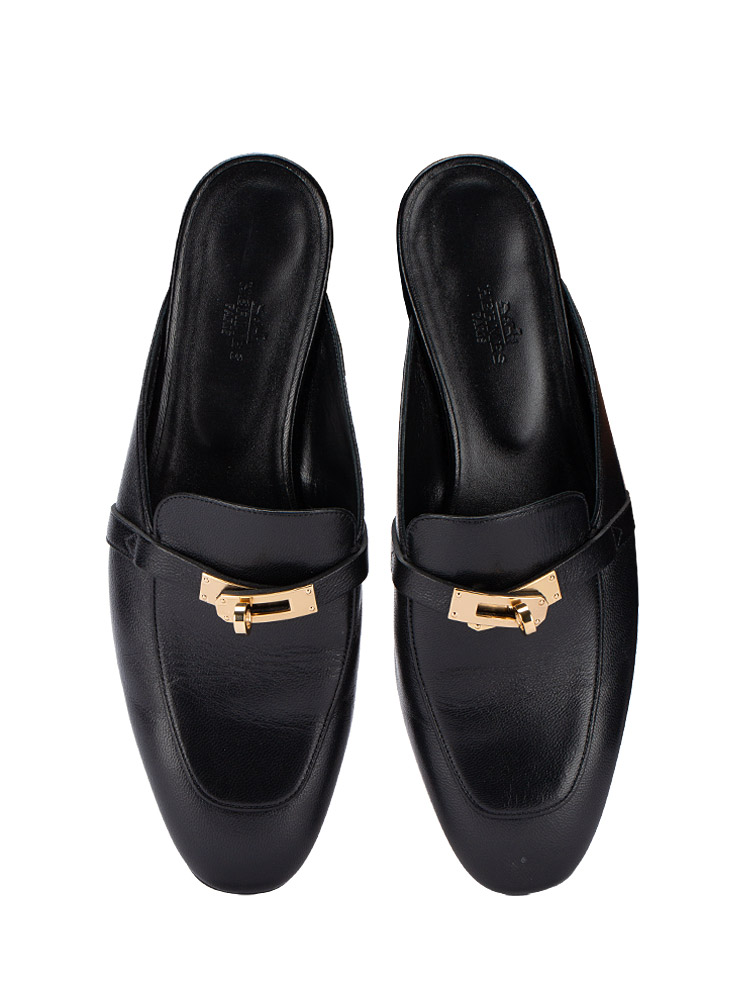 Chevre Goatskin Oz Mules Black Sz 40