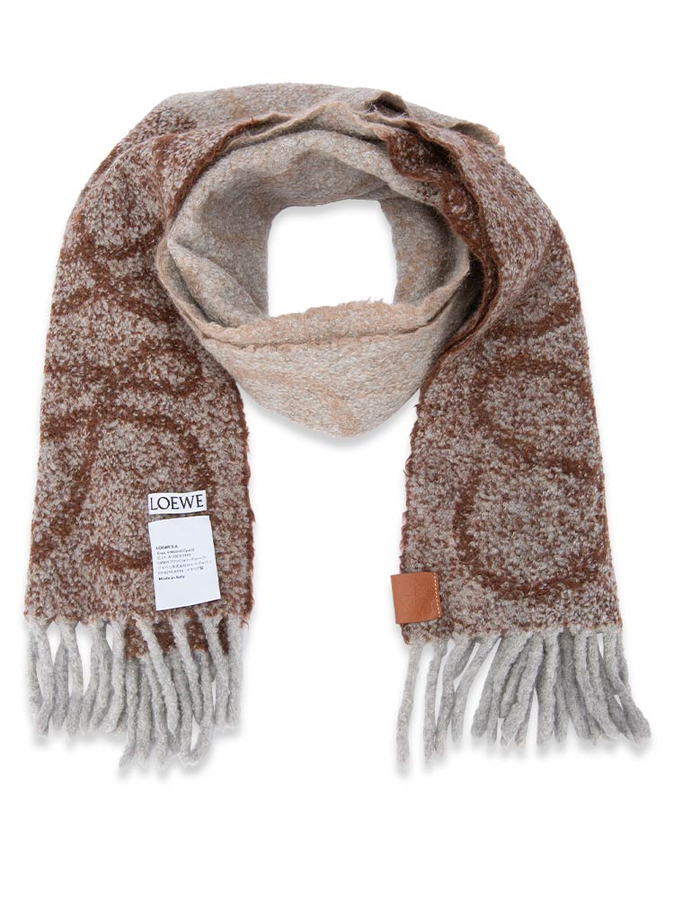 Alpaca Wool Anagram Scarf Brown Nut