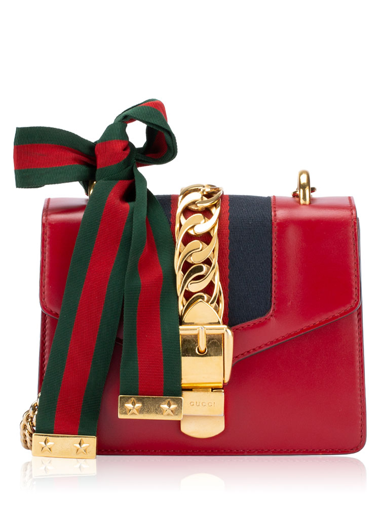 Calfskin Sylvie Mini Chain Shoulder Bag Hibiscus Red