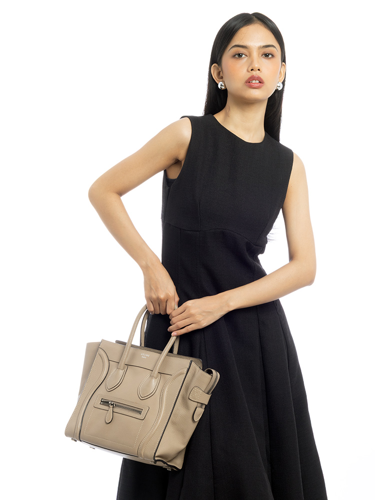 Drummed Calfskin Micro Luggage Dune