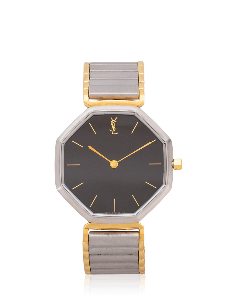 Vintage Stainless 28mm Watch Silver Black