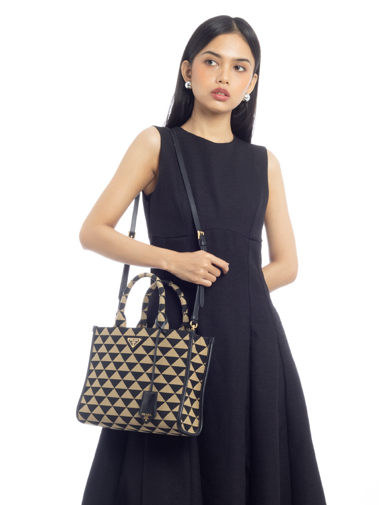 Jacquard Saffiano Symbole Small Tote Black Corda