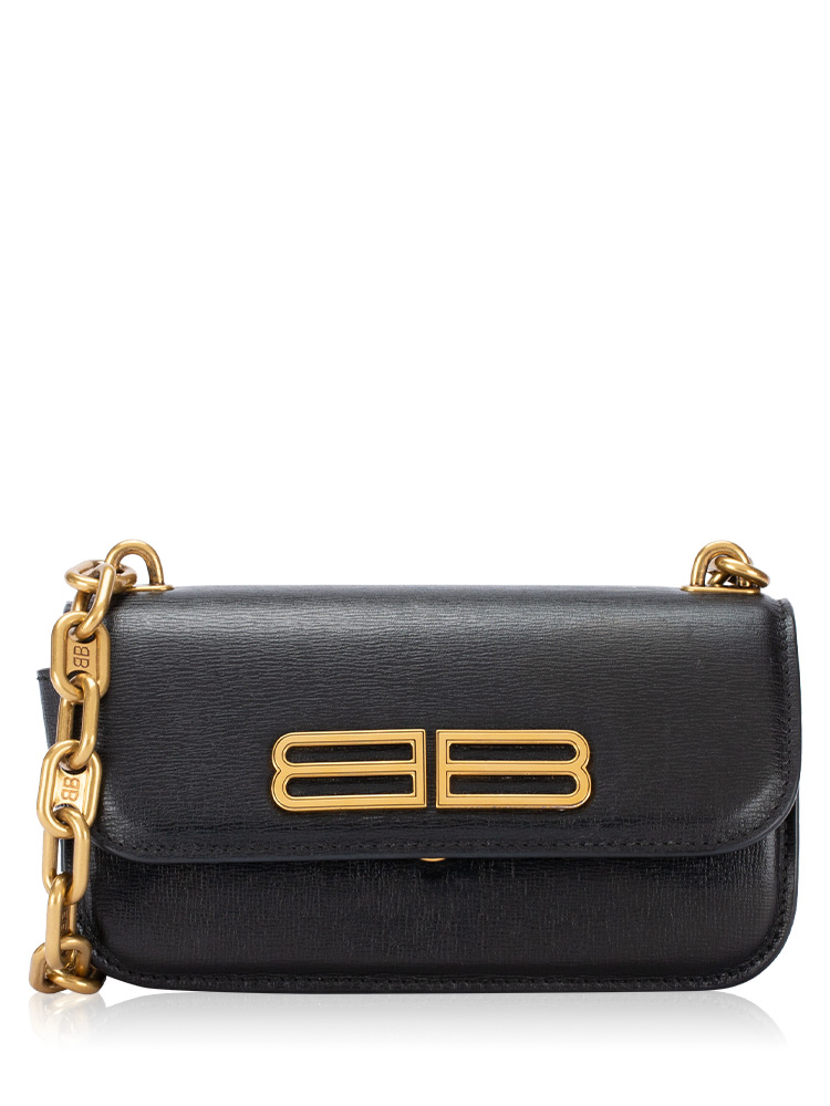 Calfskin Gossip XS Chain Shoulder Bag Black