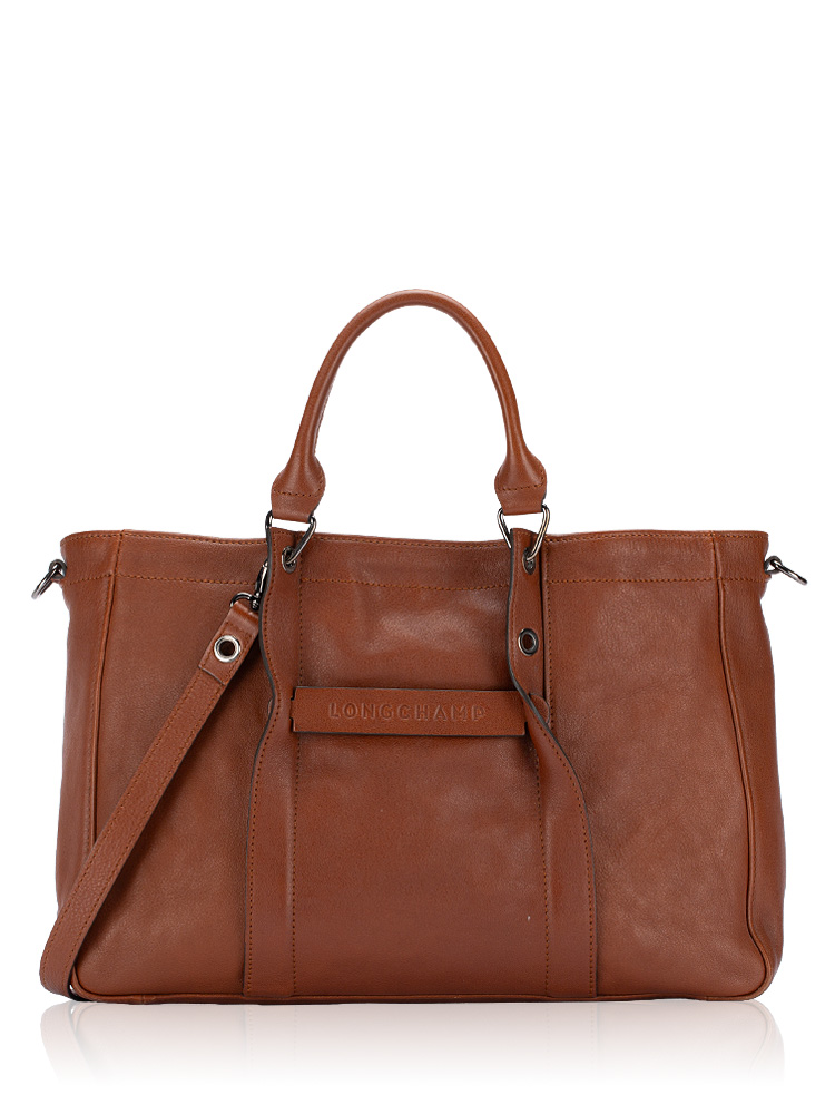 3D Leather Medium Tote Cognac