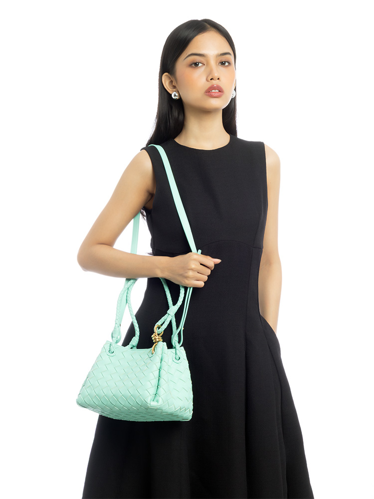Nappa Intrecciato Parachute Small Shoulder Bag Green Oasis
